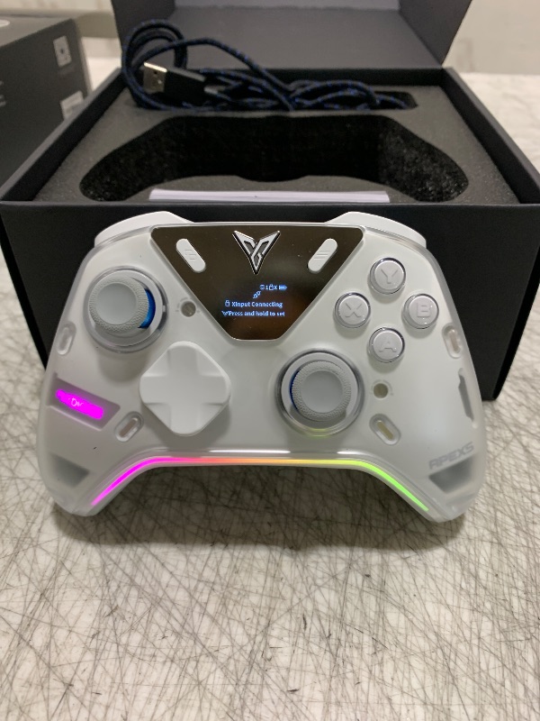 Photo 1 of FLYDIGI Apex 5 PC Controller, Forceflex Joystick 2.0, ForceAdapt Triggers, 3ms Ultra-Low Latency, RGB Light Bar, Full-Color LCD Display,1500mAh Battery PC/NS/Android/TV