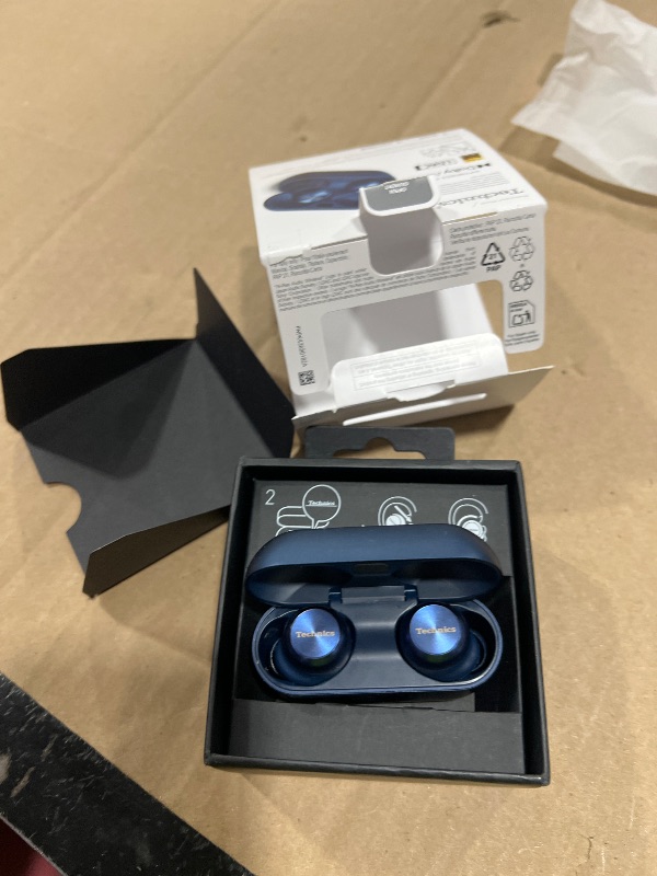 Photo 1 of Technics Reference Class Hi-Fi Wireless Earbuds,Dolby Atmos with Head Tracking,Adaptive Noise Cancelling,3 Device Multipoint, 10-hr Battery,Wireless Charging,Improved Fit -EAH-AZ100-A (Blue)