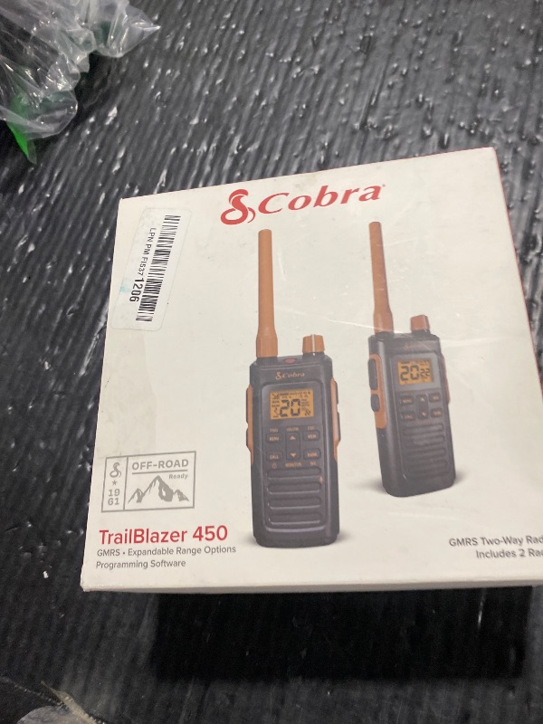 Photo 1 of Cobra TrailBlazer 450 GMRS Radio (2-Pack) – IP54 Weather Resistant, 16hr Battery, 2.5W Long Range Walkie Talkies, Large LCD Display, NOAA, Programmable Software, Removable Antenna, Repeater Capable