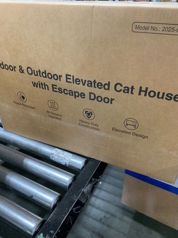 Photo 1 of Sturdy Outdoor Heated Cat House for Winter, Insulated Heated Cat House for Outside with Two Door, Feral Cat Shelter with Waterproof Awning, Outdoor Cat House Barn Stray Kitty