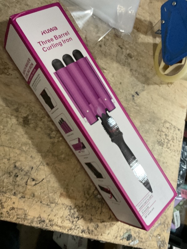 Photo 1 of 1 Inch Three Barrel Curling Iron,Fast Heating Hair Crimper for Women,Crimper Hair Tool with LCD Temperature Display,60 Min Auto-Off Hair Waver,Dual Voltage WaverHair Tool