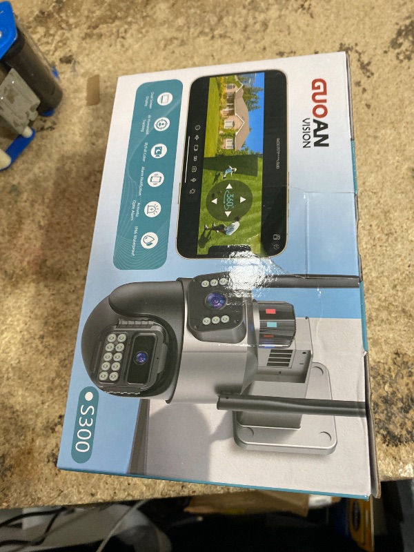 Photo 1 of (UNTESTED) GUOANVISION Security Camera Outdoor, Cameras for Home Security, 6MP Dual Lens PTZ Camera, 6X Digital Zoom, Plug-in, Auto Tracking, Color Night Vision, 2-Way Audio, IP66 Waterproof, No Subscription