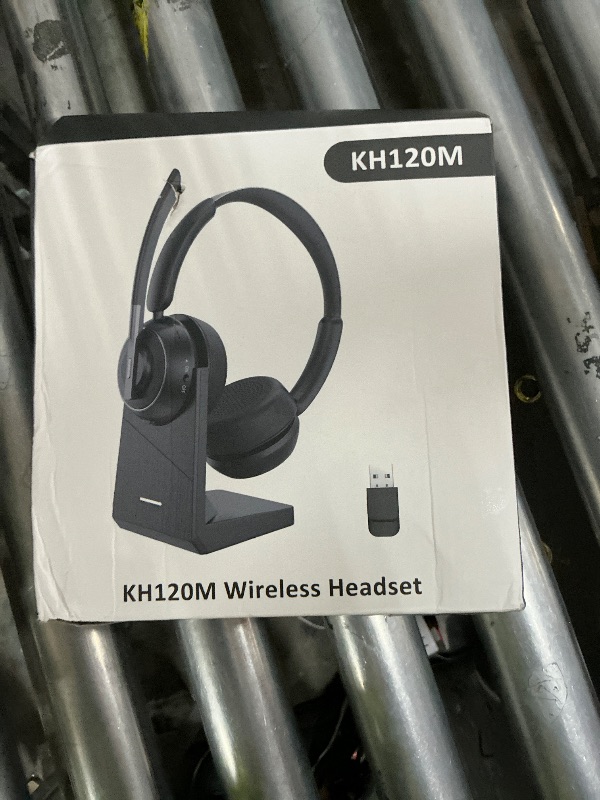 Photo 1 of (2025 Upgraded) Wireless Headset with Mic for Work, Bluetooth Headset with Noise Canceling Microphone with Dongle, Charging Base & Mic Mute, Wireless Headphones for Work from Home/PC/Computer