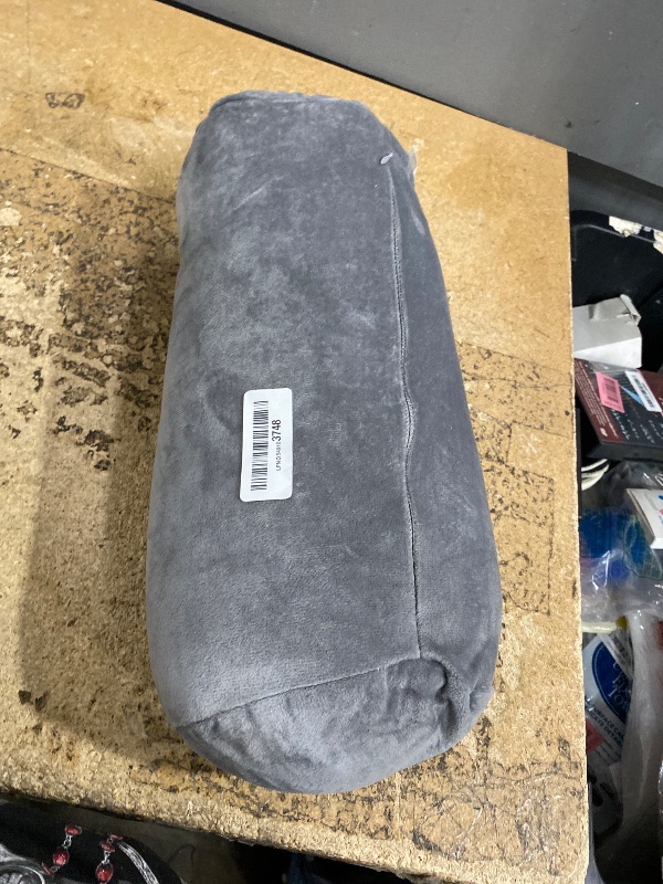Photo 1 of 1 MIDDLE ONE Bolster Pillow with Removable Velvet Cover, Round Cylinder Neck Roll Pillow for Head, Back, Leg Support, Decorative Bed and Couch Pillow 16 x 6 Inches (Grey)