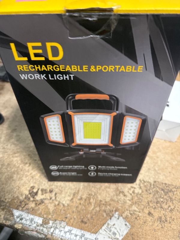 Photo 1 of (minor crack on lamp)Tresda 30W Rechargeable Work Light, 3000 Lumen Magnetic Work Light Battery Powered, Waterproof Portable Cordless Job Site Lighting for Construction Site, Workshop, Garage, Camping, and Car Repairing