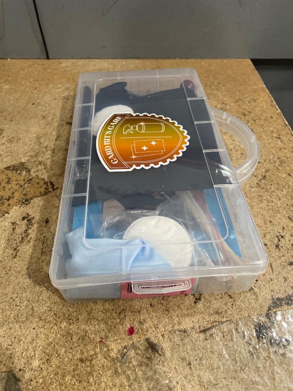 Photo 1 of *MISSING PIECES*SFTPO Card Care Clean Kit, Card Cleaning and Polishing Restoration with Plastic Case, Trading Card Cleaning Box with Polishing Cream and Cleaning Spray, Suitable for PSA Rated Card Care
