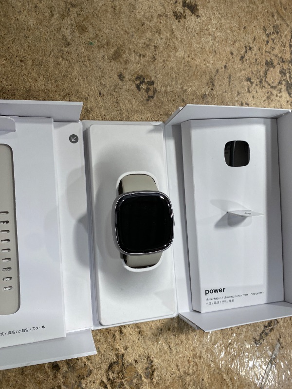 Photo 1 of **PARTS ONLY** Fitbit Sense 2 Advanced Health and Fitness Smartwatch with Tools to Manage Stress and Sleep, ECG App, SpO2, 24/7 Heart Rate and GPS, Lunar White/Platinum, One Size (S & L Bands Included)