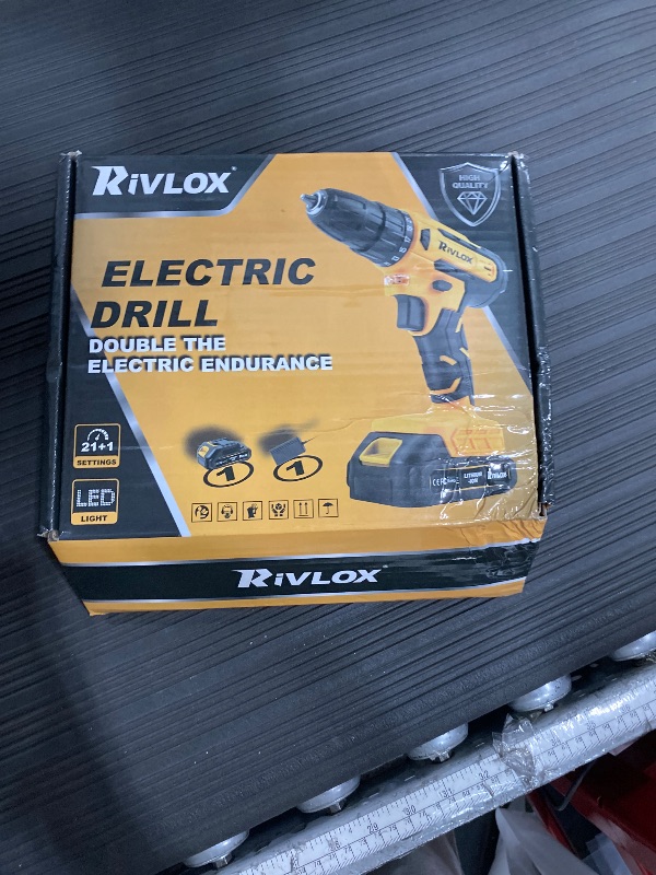 Photo 1 of (missing battery) 20V Cordless Drill Set,Electric Power Drill Cordless,Power Drill Drivers,Electric Screwdriver - 2.0Ah Batteries, 30Nm?21+1 Torque,2 Speed, Built-in LED,Kit for Home, Yellow