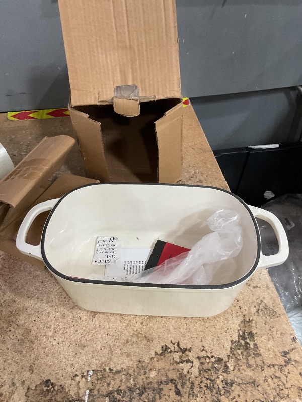 Photo 1 of *MISSING LID* Crucible Cookware Enameled Cast Iron Bread Pan Dutch oven with Lid and Loop Handles - Red – Oven Safe Form for Baking and Cooking, Artisan Bread Kit - Loaf Pan