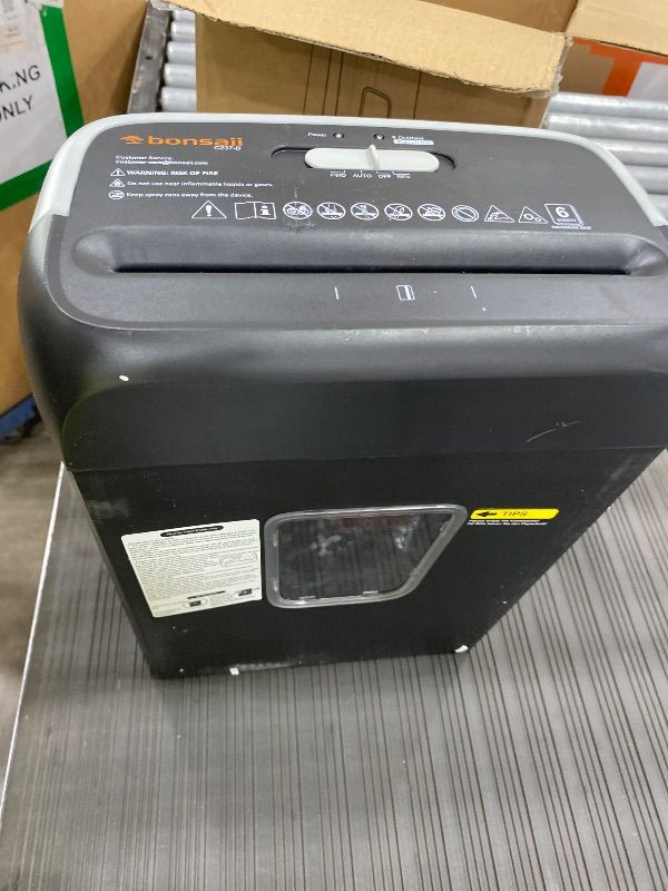 Photo 1 of **SEE NOTES***Bonsaii Paper Shredder for Home Use, 3.4 Gal Wastebasket, 6 Sheet Crosscut Paper Credit Cards, Staples, and Clips Shredder for Home Office Use, Portable Handle Design (C237-B New Version)