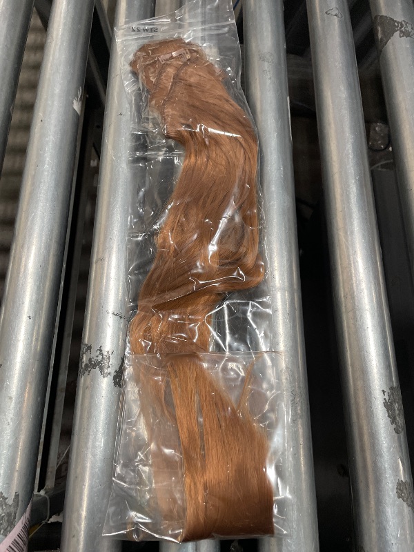 Photo 1 of #30 Brown Clip in Hair Extensions,22 Inch Soft Real Human Hair,Color 30 Straight Clip ins 120g 7pcs,Brazilian Remy Light Brown Human Hair Extensions