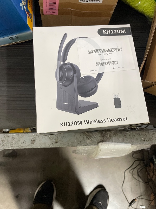 Photo 1 of (2025 Upgraded) Wireless Headset with Mic for Work, Bluetooth Headset with Noise Canceling Microphone with Dongle, Charging Base & Mic Mute, Wireless Headphones for Work from Home/PC/Computer