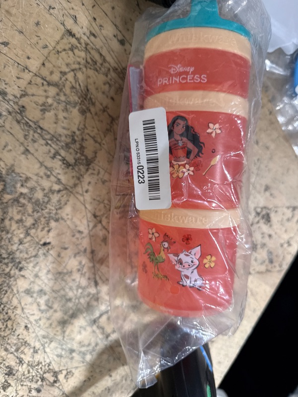 Photo 1 of (Moana) DiSNEY PRINCESS Whiskware Stackable Snack Pack - 3 Jar + Handle - Blue/Orange/Pink