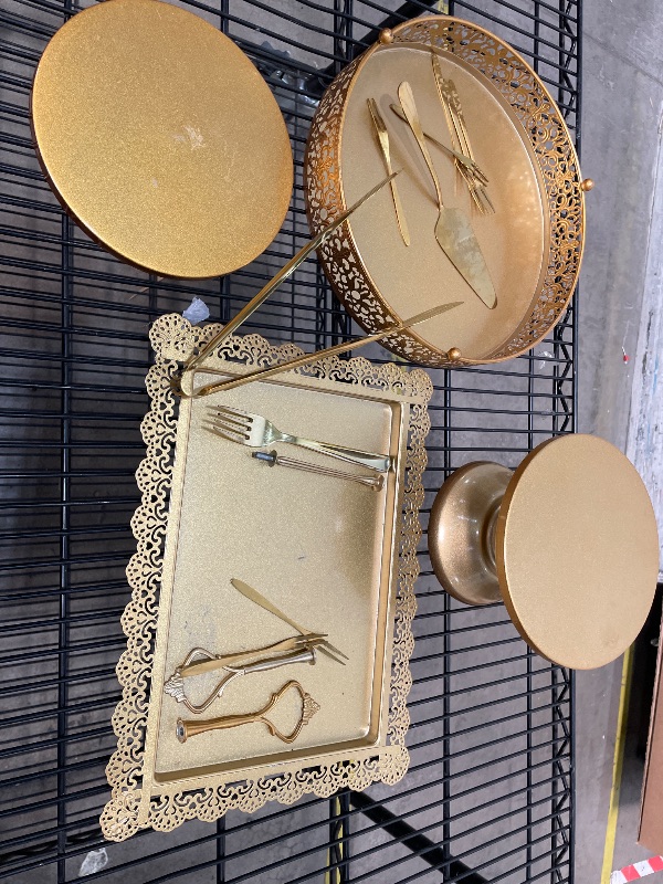 Photo 1 of Mixed Bundle of Pieces Gold Cake stand set