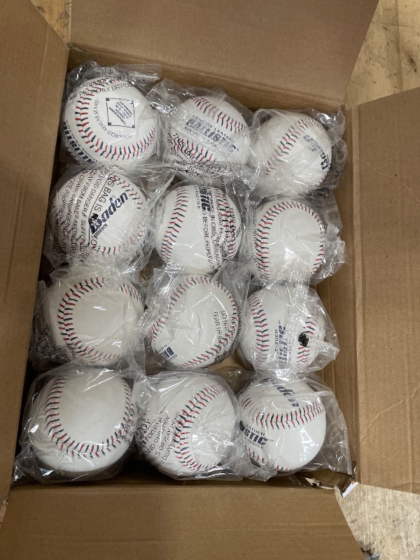 Photo 1 of **Stock Pick For Reference** Baden White Baseballs with Red Seams | High-Durability for Pitching Machines, Consistent Training, 12-Pack