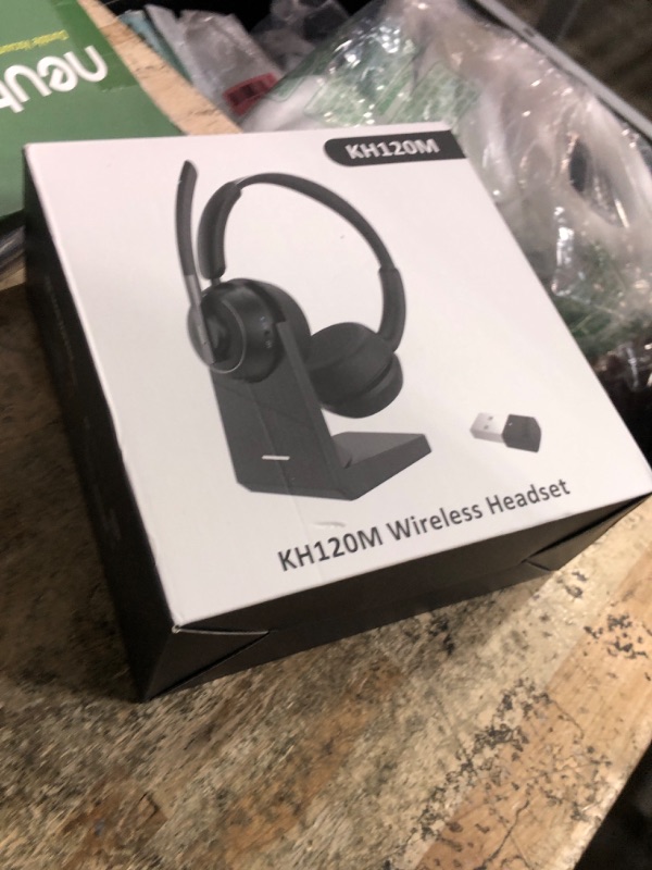 Photo 1 of (2025 Upgraded) Wireless Headset with Mic for Work, Bluetooth Headset with Noise Canceling Microphone with Dongle, Charging Base & Mic Mute, Wireless Headphones for Work from Home/PC/Computer