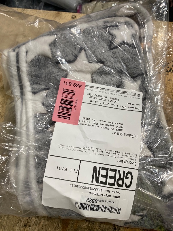 Photo 1 of 1 Pack 3 Puppy Blankets Super Soft Warm Sleep Mat Grey Cute Print Fluffy Fleece Pet Flannel Throw Dog Blankets for Small Dogs Cats,Star&Bone&Love- Small (23"x15")