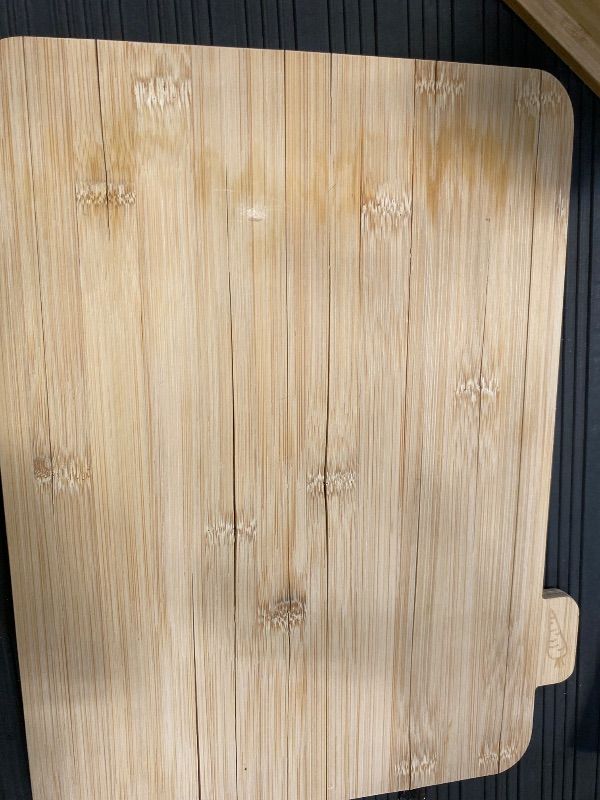View 3 of **SEE NOTES***Fiery Chef 12.6"L x 9"W Bamboo Cutting Board Set of 4 - Wood Cutting Board Set with Holder, Chopping Boards Set with Food Icons, Juice Groove - Ideal for Meat, Fish, Bread, Vegetable, Fruit Chopping