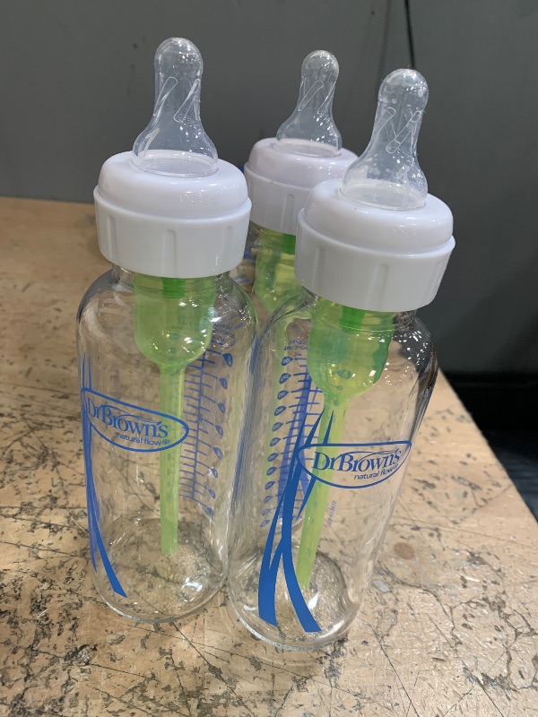 Photo 1 of (incomplete3)(missing one) Dr. Brown's Natural Flow Anti-Colic Options+ Narrow Baby Bottle, 8 oz/250 mL, with Level 1 Slow Flow Nipples, 0m+, 4 Pack