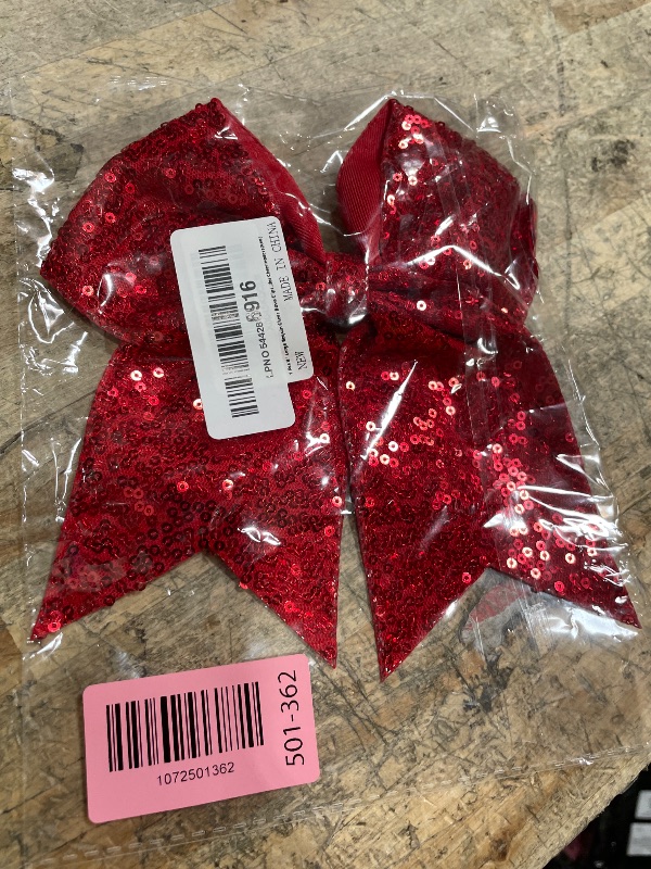 Photo 1 of 1 Pcs 8" Large Sequin Cheer Bows Clips, Cheerleading Glitter Hair Bow with Alligator Clips Hair Accessories for Cheerleaders Football Competition Sports (Red)