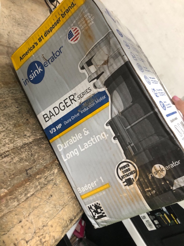 Photo 1 of ***SEE NOTES *** InSinkErator Garbage Disposal with Power Cord, Badger 1, Standard Series, 1/3 HP Continuous Feed, Black