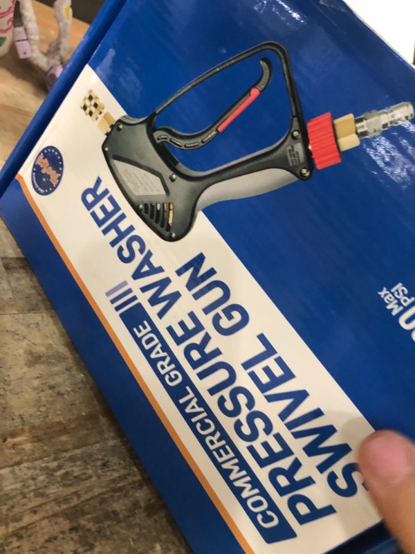 Photo 1 of **MISSING TWO NOZZLES** TOOLCY Pro Short Pressure Washer Gun 5000 PSI with 360° Swivel,3/8" Quick Connect Inlet, High Pressure Washer Gun with 1/4" Quick Connect Outlet, Includes 3/8" QC to M22-14mm Adapter & 5 Nozzle Tips