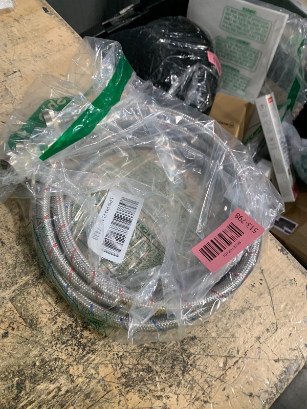 Photo 1 of ?UPGRADE?4FT Washing Machine Hoses with 90 Degree Elbow Premium Stainless Steel Burst Proof (cost-effective 2 pack) Red and Blue Striped Water Connection Inlet Supply Lines by Cenipar