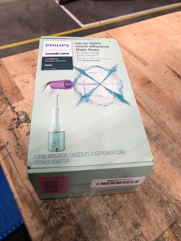 Photo 1 of **FACTORY SEALED** Philips Sonicare Cordless Power Flosser 3000 - Water Flosser with Innovative Quad Stream Technology, Oral Irrigator with 2 Flossing Modes and 3 Pressure Levels, IPX7 Waterproof, Mint, HX3826/24