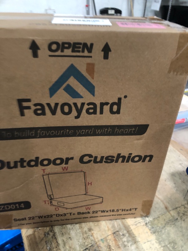 Photo 1 of **FACTORY SEALED** Favoyard Outdoor Deep Seat Cushion Set, 22 x 22 Inch Rainproof & 3-Year Fade Resistant Patio Furniture Cushions, Removable Seat Bottom & Back Cushion Covers with Ties for Chair, Sofa, Couch, Beige