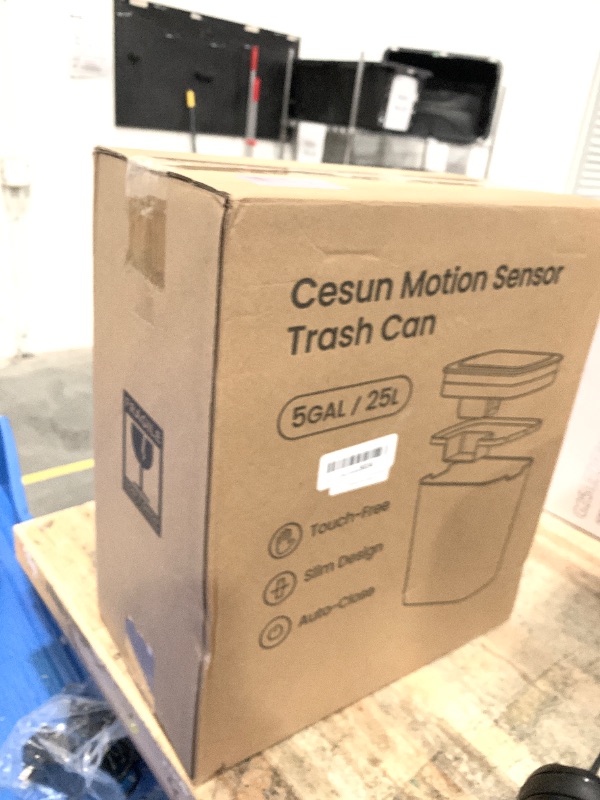 Photo 1 of **FACTORY SEALED** Cesun Motion Sensor Trash Can, 5 Gallon Automatic Bathroom Garbage Can with Lid, Touchless Smart Plastic Slim Wastebasket for Bathroom, Office, rv, Bedroom, Living Room, Black