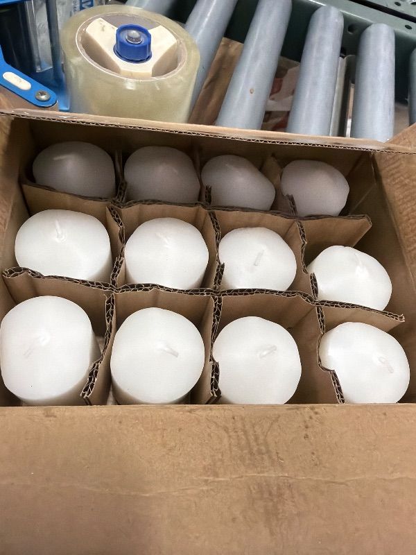 Photo 1 of 12 Pack 2x3 Inch Pillar Candles, Unscented Column Candles for Home Restaurants Spa Church Weddings, Smokeless Dripless and Clean Burning Emergency Candle - White