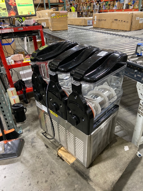 Photo 1 of VEVOR Commercial Slushy Machine, 15Lx3 Triple Tank Margarita Machine, 180 Cups Stainless Steel Margarita Smoothie Frozen Drink Machine, Slushie Machine for Party Restaurants Cafe Bars