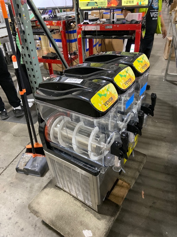 Photo 1 of VEVOR Commercial Slushy Machine, 15Lx3 Triple Tank Margarita Machine, 180 Cups Stainless Steel Margarita Smoothie Frozen Drink Machine, Slushie Machine for Party Restaurants Cafe Bars