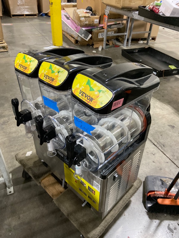 Photo 1 of VEVOR Commercial Slushy Machine, 15Lx3 Triple Tank Margarita Machine, 180 Cups Stainless Steel Margarita Smoothie Frozen Drink Machine, Slushie Machine for Party Restaurants Cafe Bars