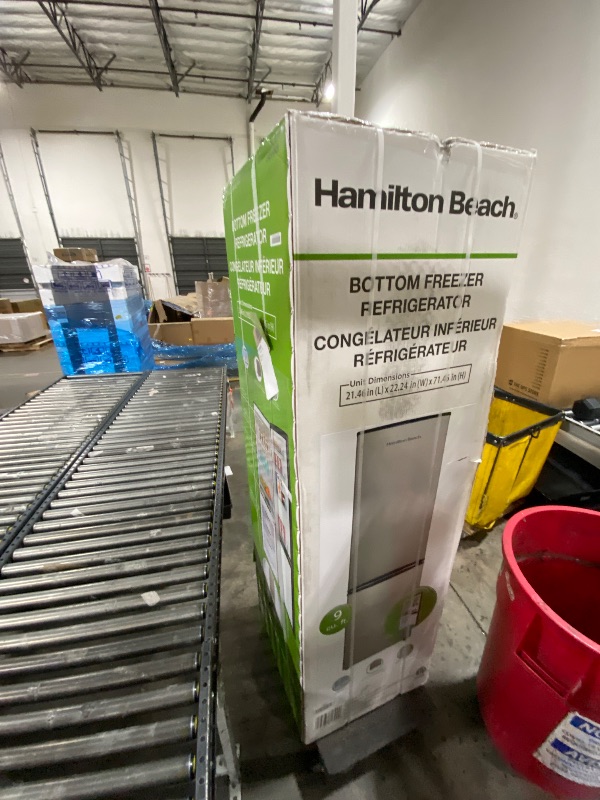 Photo 1 of HAMILTON BEACH Cubic Foot Fridge with Bottom Mount Freezer, 9.2 cu. ft, Stainless