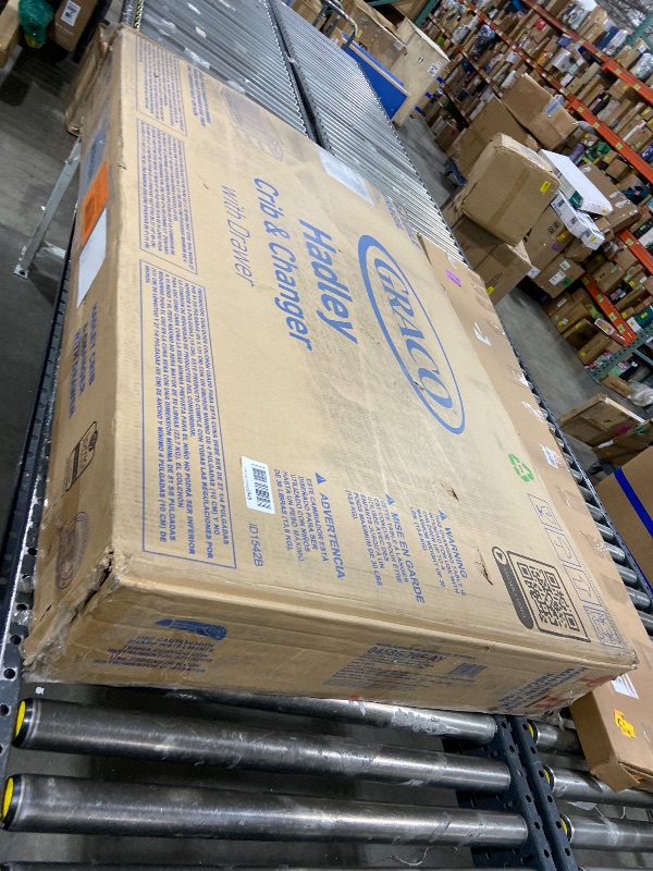 Photo 1 of Graco Hadley 5-in-1 Convertible Crib & Changer – GREENGUARD Gold Certified, Fits Standard Crib Mattress, Converts to Toddler Bed and Full Bed, 4 Adjustable Mattress Heights (Pebble Gray)