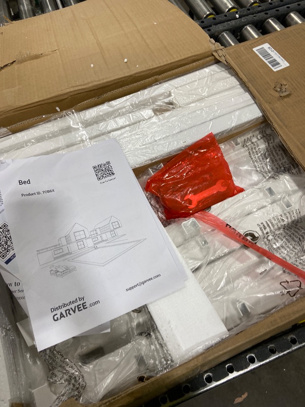 Photo 1 of Garvee Rattan Bed Frame with Headboard, Bohe Platform King Size Bed Frame with Strong Metal Slats Support, No Box Spring Needed, Noise-Free Design, White