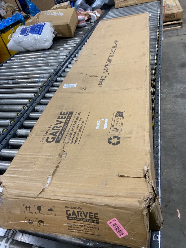 Photo 1 of Garvee Rattan Bed Frame with Headboard, Bohe Platform King Size Bed Frame with Strong Metal Slats Support, No Box Spring Needed, Noise-Free Design, White