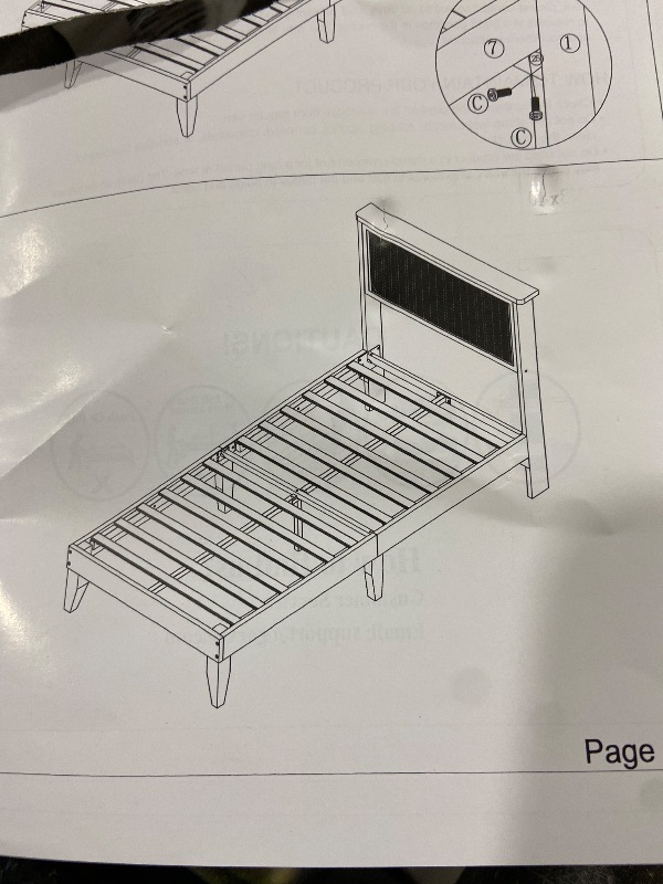 Photo 1 of Garvee Full Size Rattan Bed Frame with Headboard, Black Boho Cane Platform Bed Frame with Strong Metal Slat, Noise Free, No Box Spring Needed