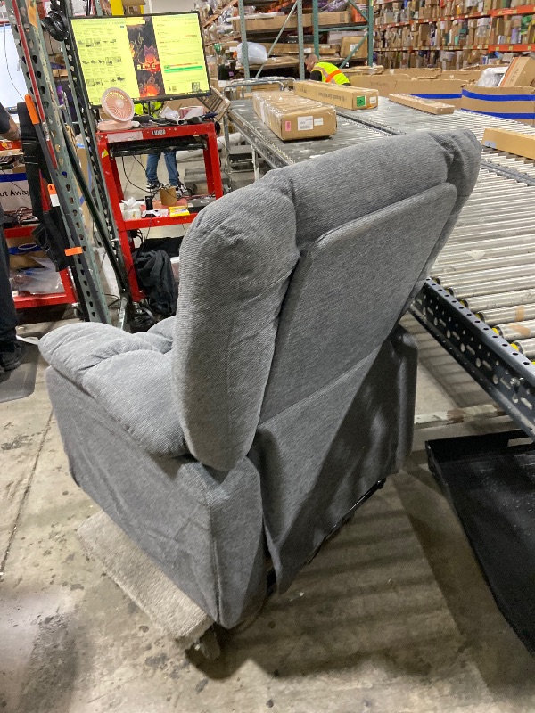 Photo 1 of DUMOS Power Lift Recliner Chair with Vibration Massage and Heat for Elderly, Ergonomic Overstuffed Breathable Fabric Reclining Chair with 3 Pockets, Remote Control, Living Room, Bedroom, Grey