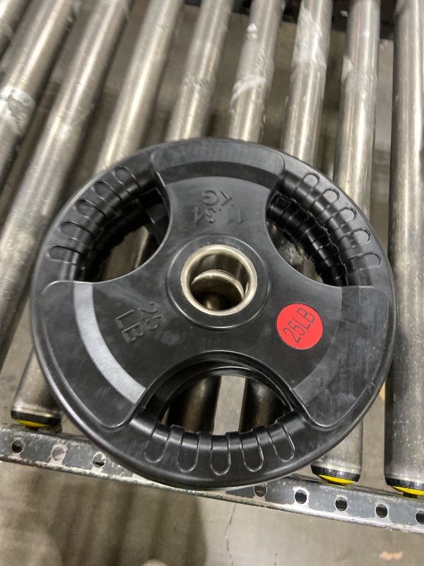 Photo 1 of Fitvids Olympic 2-Inch Cast Iron Plate Weight Plate for Strength Training and Weightlifting, Rubber Coate Style, 45LB Pair