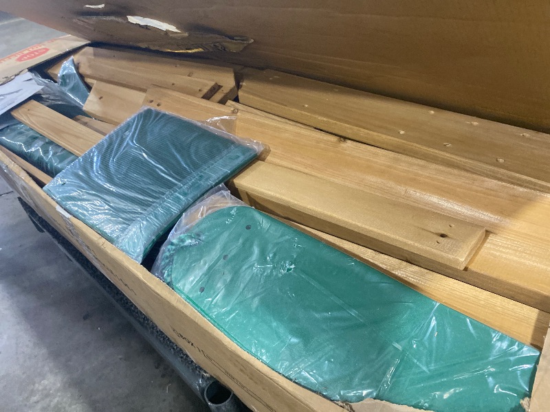 Photo 1 of Backyard Discovery Buckley Hill Cedar Wood Swing Set with Wave Slide, Play Deck, Rock Wall Ladder, Belt Swings, Chalkboard, Canopy Roof, Outdoor Playset