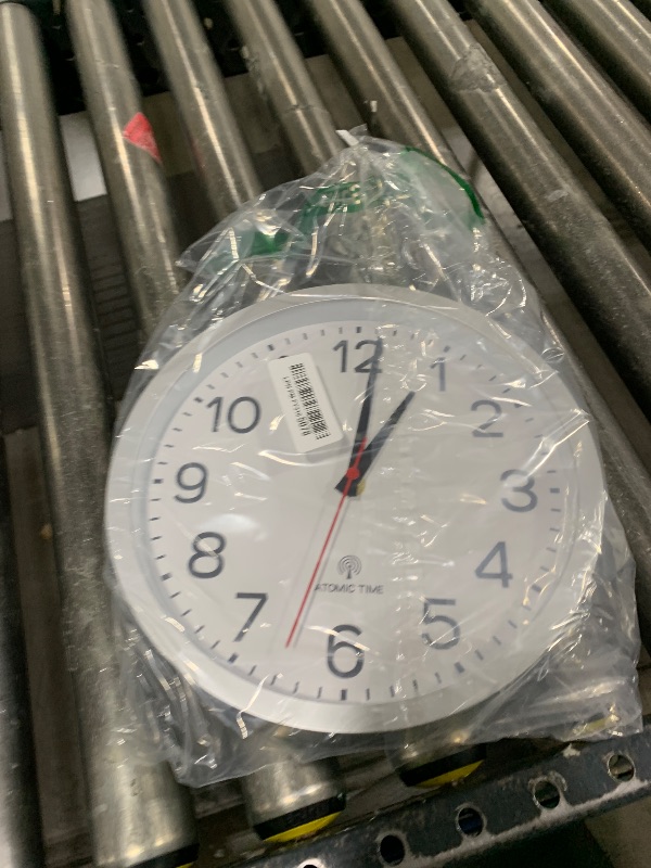 Photo 1 of AKCISOT Atomic Silver Wall Clock Analog Clocks Battery Operated Clock for Bedroom Office Classroom Living Room(10 Inch)