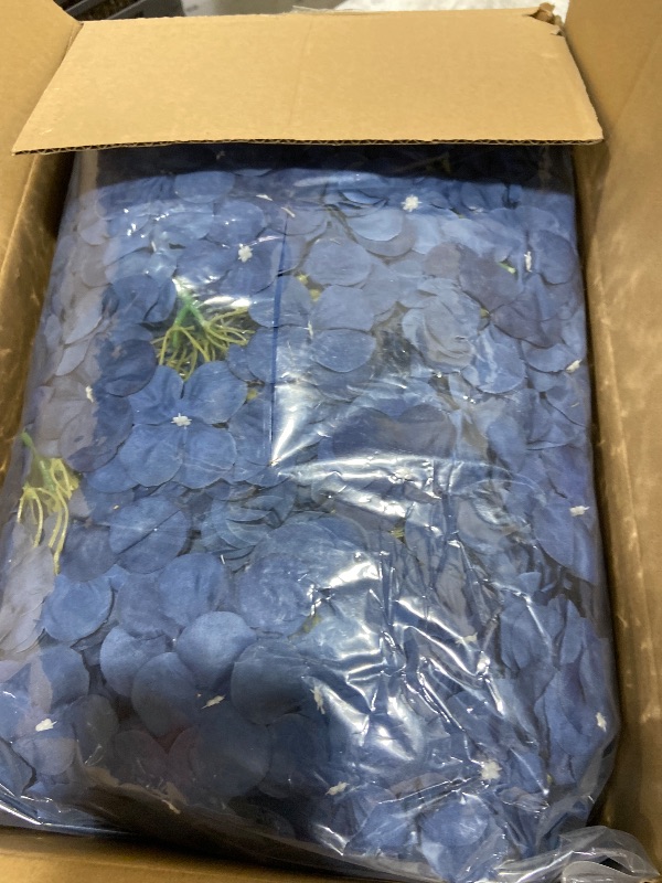 Photo 1 of Nagobi 104 Pcs Hydrangea Artificial Flowers, Navy Blue Faux Hydrangea Flowers with Stems for Wedding Arch, Fake Silk Hydrangeas for Table Centerpieces Baby Shower Home Party Decoration