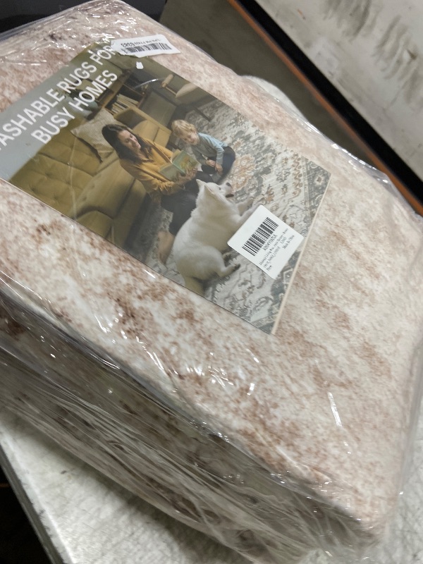 Photo 1 of Abstract Living Room Rug Round 10FT - Modern Washable Soft Thin Area Rug for Living Room Bedroom Under Dining Table - Neutral Indoor Floor Rug Carpets for Home Office Playroom Nursery - Brown