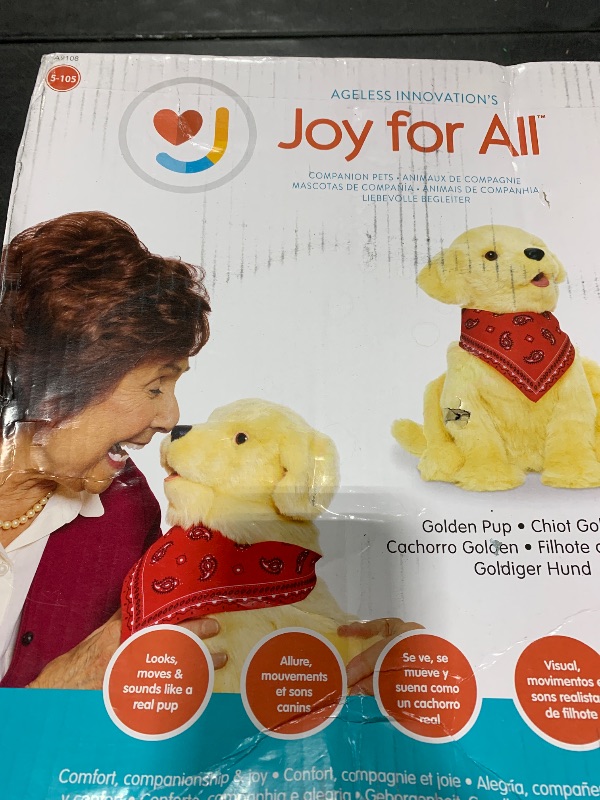 Photo 1 of JOY FOR ALL Ageless Innovation Companion Pet for Seniors - Lifelike Animatronic Dog - Realistic Soft-Touch Coat & Heartbeat - Therapy Stuffed Animal - Toy for Alzheimer's & Dementia - Golden Pup