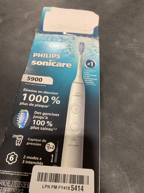Photo 1 of Philips Sonicare 5900 Series Electric Toothbrush - Next-Generation Sonicare Technology, Pressure Sensor, 6 Brushing Settings, SmarTimer, BrushPacer, 21-Day Runtime, White, Model HX7130/02075020108180
