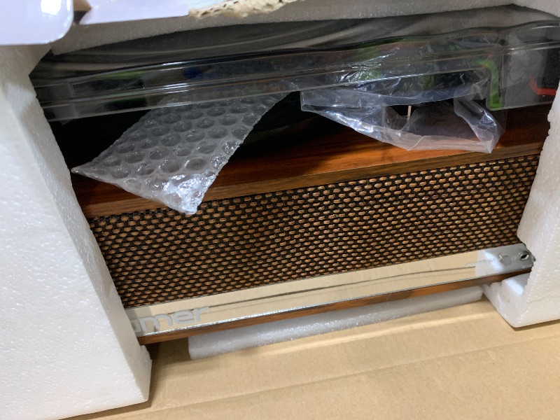 Photo 1 of Vinyl Record Player with Speakers,3 Speed Turntable with Latest Bluetooth 5.3, Aux Input, Headphone Jack, RCA Output and Auto Stop, Mirror Vintage Wooden Brown