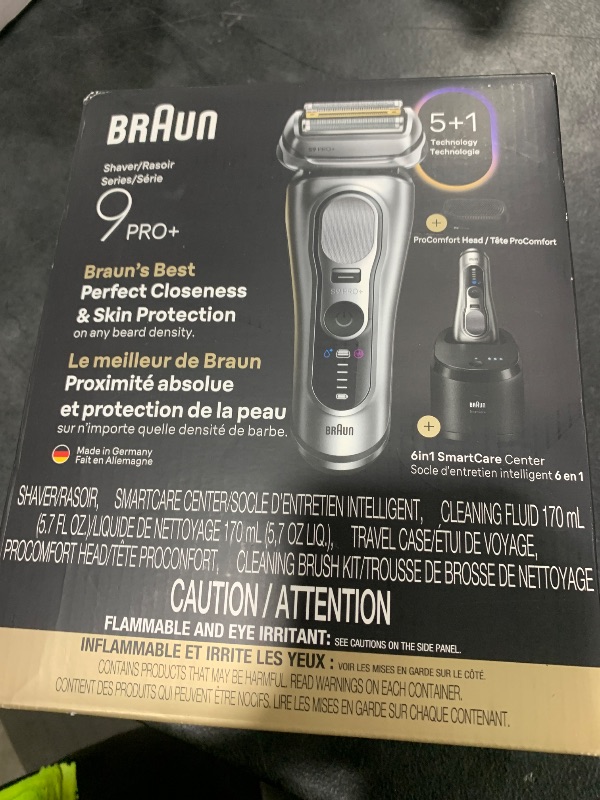 Photo 1 of Braun Series 9 PRO+ Electric Shaver, Wet & Dry Razor, Pro SensoAdapt, 6in1 SmartCare Center, 9697CC, Silver