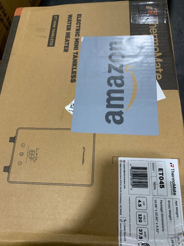 Photo 1 of Mini Tankless Water Heater Electric 110V ~ 120V for Sink, ThermoMate 4.5kW 37.5A at 120V Small Point of Use Water Heater CSA Approved, Must HardWird Requiring 10AWG Wire